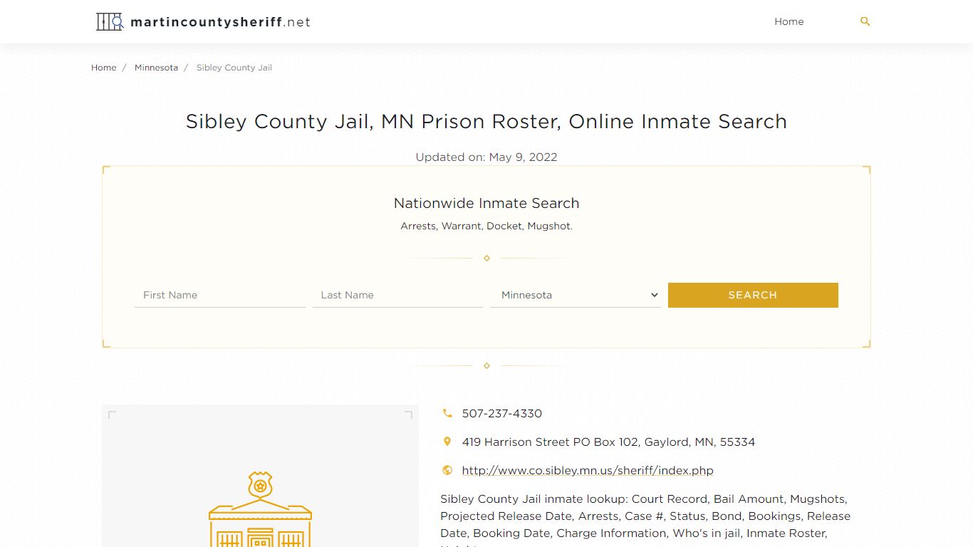 Sibley County Jail, MN Prison Roster, Online Inmate Search ...